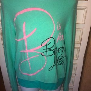 Wildfox green soft Beverly Hills sweatshirt jumper